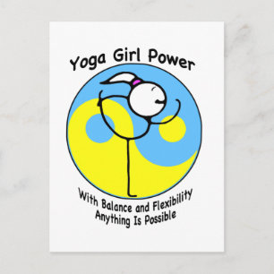Yoga Girl Power Logotyp Vykort
