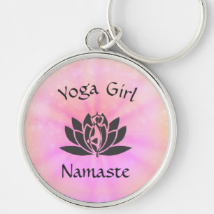 Yoga Girl Rund Silverfärgad Nyckelring