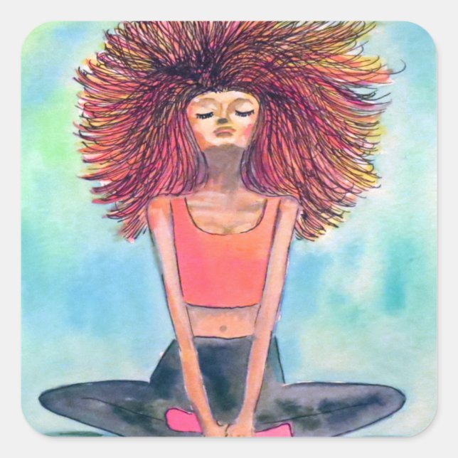 Yoga Girl Serenity Art Fyrkantigt Klistermärke (Framsida)