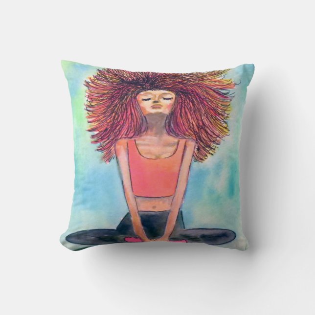 Yoga Girl Serenity Art Pillow Kudde (Framsida)
