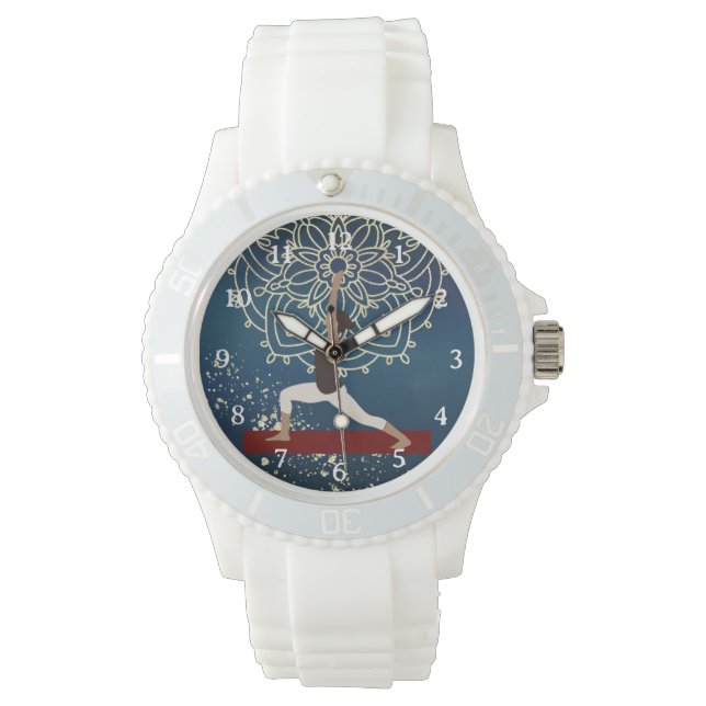 Yoga Guld, Blue and Red Mandala Meditation Armbandsur (Framsida)