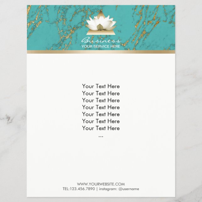 Yoga Guld Lotus Modern Turcos & Guld Marble Reklamblad (Framsidan)