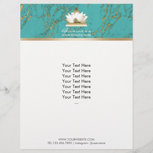 Yoga Guld Lotus Modern Turcos & Guld Marble Reklamblad (Framsidan)