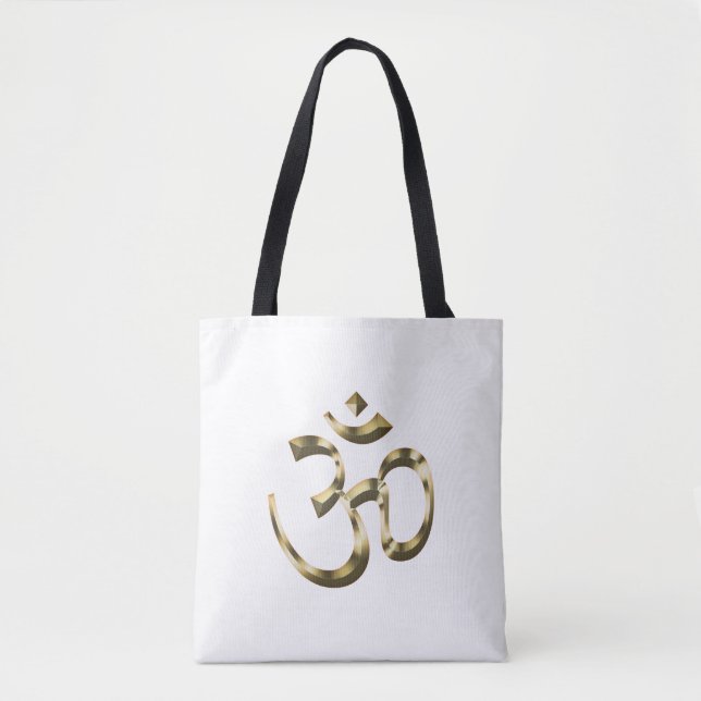 Yoga guld metallic Om Hindu Buddhist Symbol modern Tygkasse (Framsida)