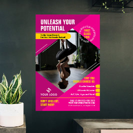 Yoga Gym Classes Girly Rosa Modern Marknadsföring Poster