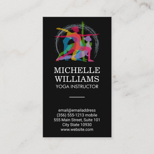 Yoga har färgstarka illustrationer visitkort (Framsida)