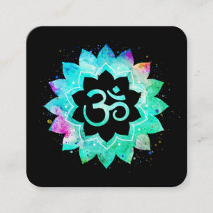 *~* Yoga Healer Lotus Flower Mandala om Aum Symbol Fyrkantigt Visitkort
