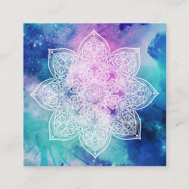 *~* Yoga Healer Mandala Universe Celestial Nebuala Fyrkantigt Visitkort (Framsida)