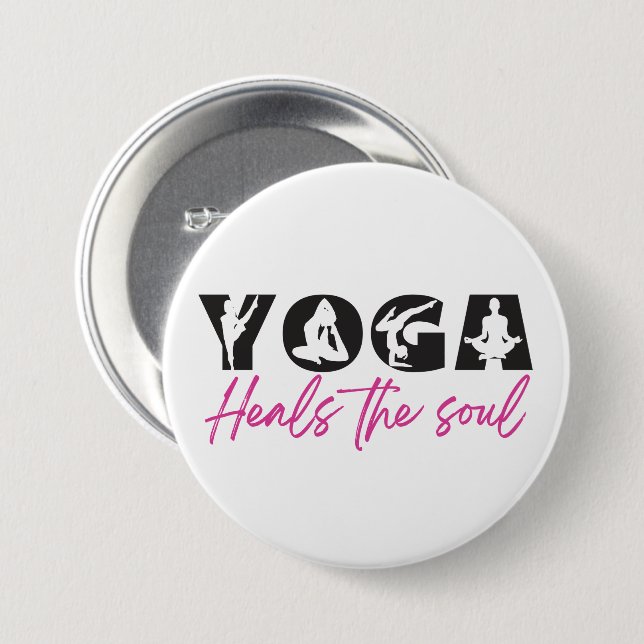 Yoga Heals Soul Knapp (Framsida & baksida)