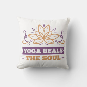 Yoga Heals Soul Quote Lotus Flower Zen Kudde