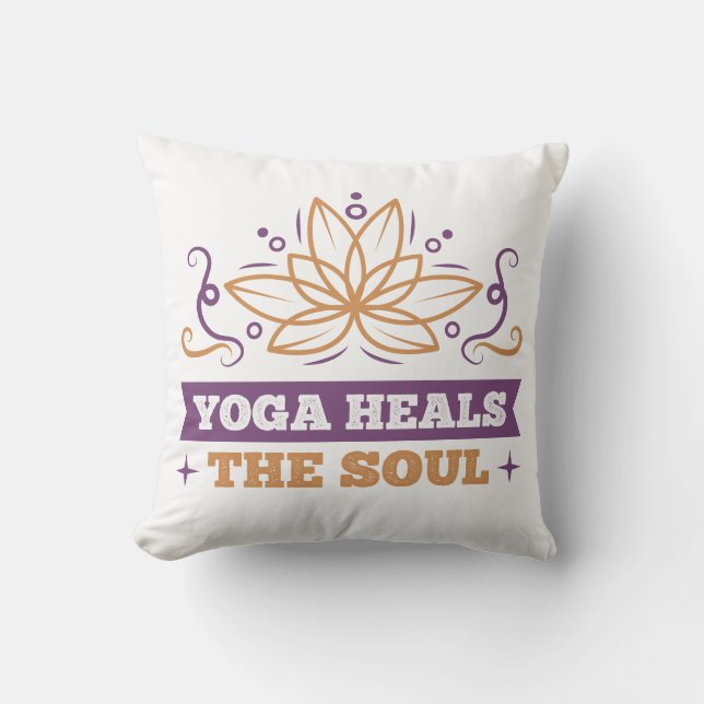 Yoga Heals Soul Quote Lotus Flower Zen Kudde (Framsida)