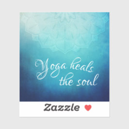 Yoga Heals Soul Text med Blue Mandala Klistermärken
