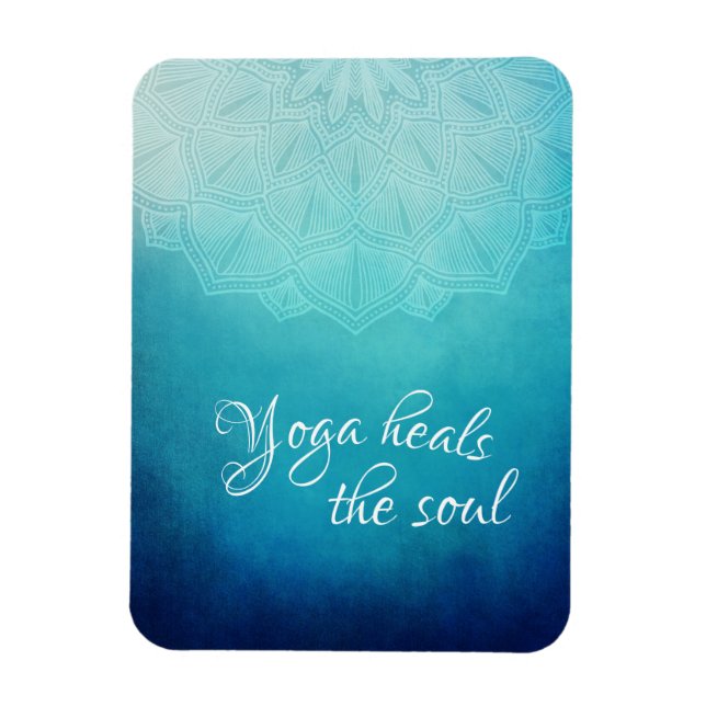 Yoga Heals Soul Text med Blue Mandala Magnet (Vertikal)