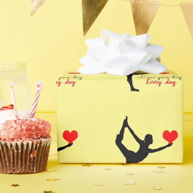 Yoga Heart & Kärlek din dag, Varje dag / Yogini Presentpapper (Födelsedagsfest)