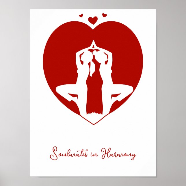 Yoga Hjärt Silhuett Personlig Poster (Framsidan)