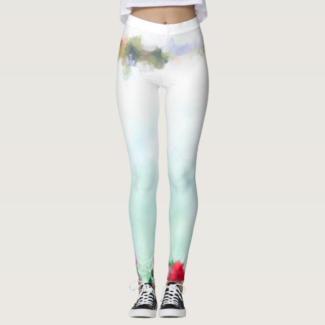 Yoga Hosen - weiss-mint Leggings (Framsida)