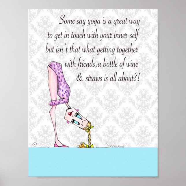 Yoga Humor Print, lustig kvinna humor Poster (Framsidan)