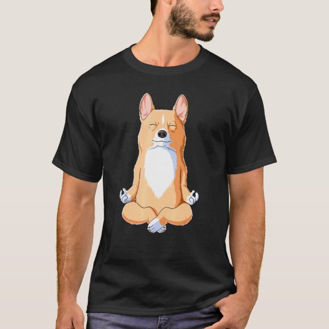 Yoga Hund Corgi T Shirt (Framsida)