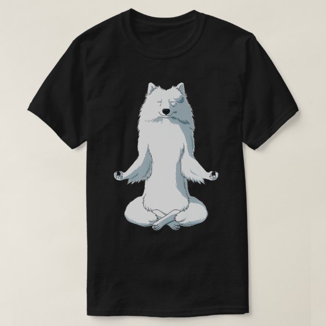 Yoga Hund Japansk Spitz Premium T Shirt (Design framsida)