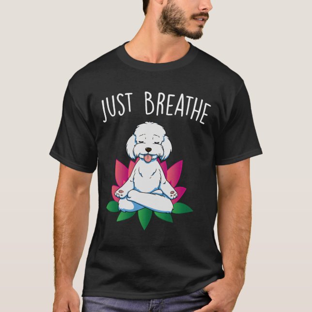 Yoga Hund Pudel Meditation T Shirt (Framsida)