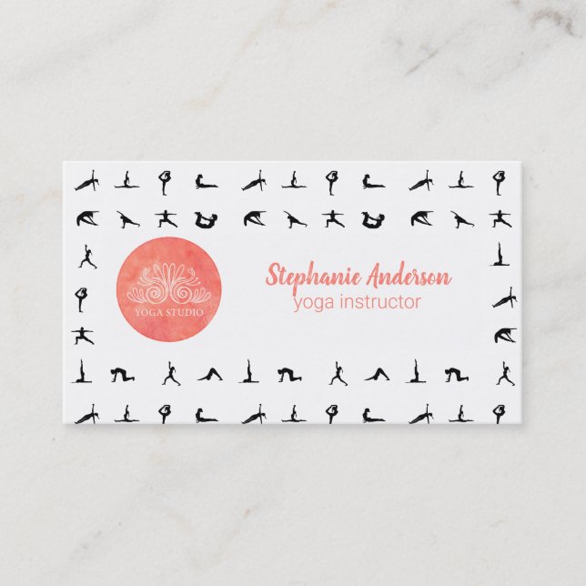 Yoga Icon | Vattenfärg | Yoga Poses Visitkort (Framsida)