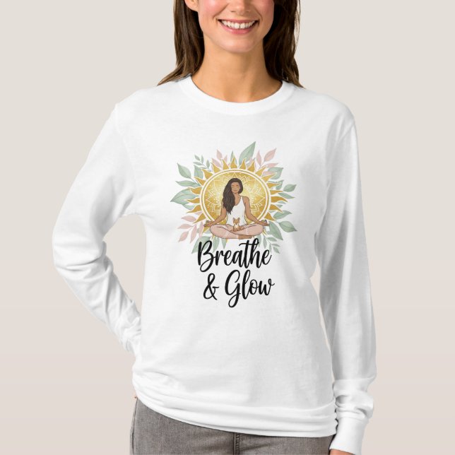 Yoga-inspirationsoffertdesign för Breathe och Glow T Shirt (Framsida)