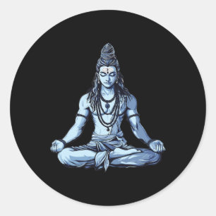 Yoga inspirerad Shiva Mahadev sittande pose för hi Runt Klistermärke