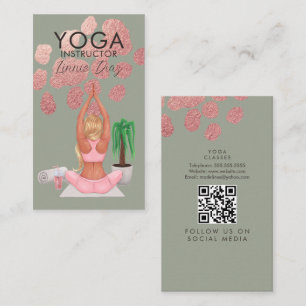 Yoga Instructions Classes Ro Rosa Faux Foil C Visitkort