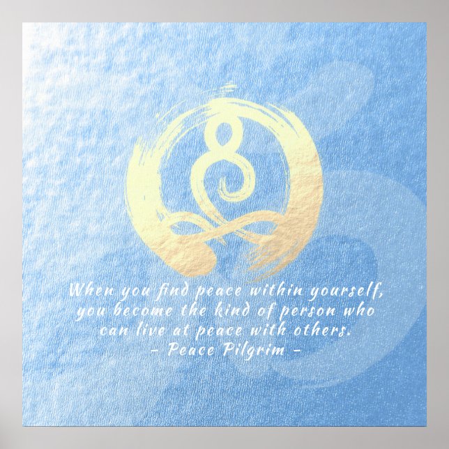 Yoga Instructions Meditation Pose Quotes Zen OM-te Poster (Framsidan)