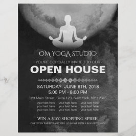 Yoga Instructor B&W Meditation Pose ZEN Open House Reklamblad