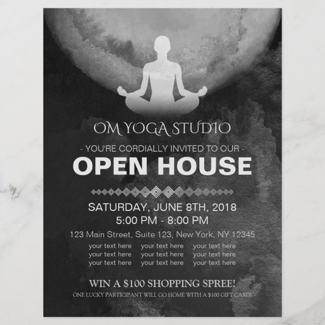 Yoga Instructor B&W Meditation Pose ZEN Open House Reklamblad (Framsidan)