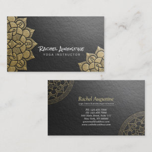 Yoga Instructor Black Guld Embossed Mandala Blommi Visitkort
