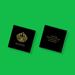 Yoga Instructor Black & Guld Lotus Flower Fyrkantigt Visitkort
