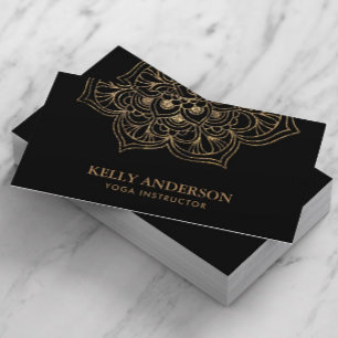 Yoga Instructor Black & Guld Lotus Mandala Visitkort