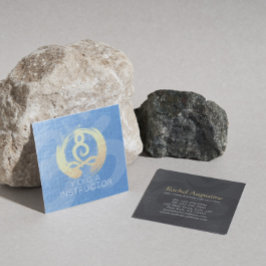 Yoga Instructor Blue & Guld Meditation Pose ZEN OM Fyrkantigt Visitkort