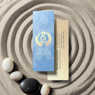 Yoga Instructor Blue & Guld Meditation Pose ZEN OM Mini Visitkort