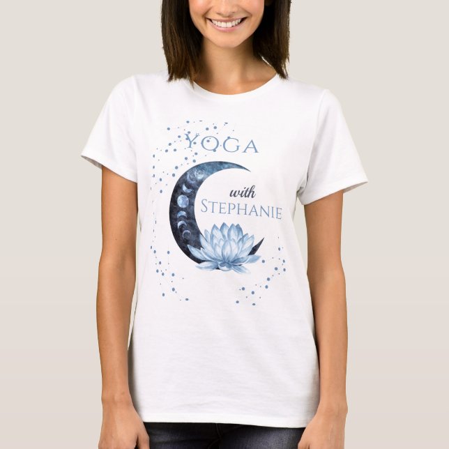 Yoga Instructor Blue Lotus Flower Class T Shirt (Framsida)