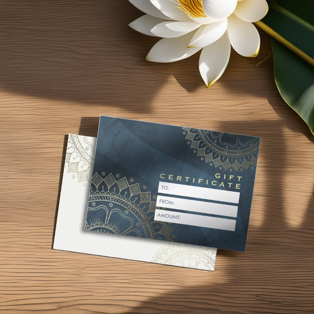 Yoga Instructor Chic Guld Mandala Gift Certificate Rabattkort (Skapare uppladdad)