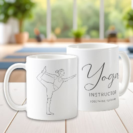 Yoga Instructor Dancer Pose Black Simple Line Art Kaffemugg