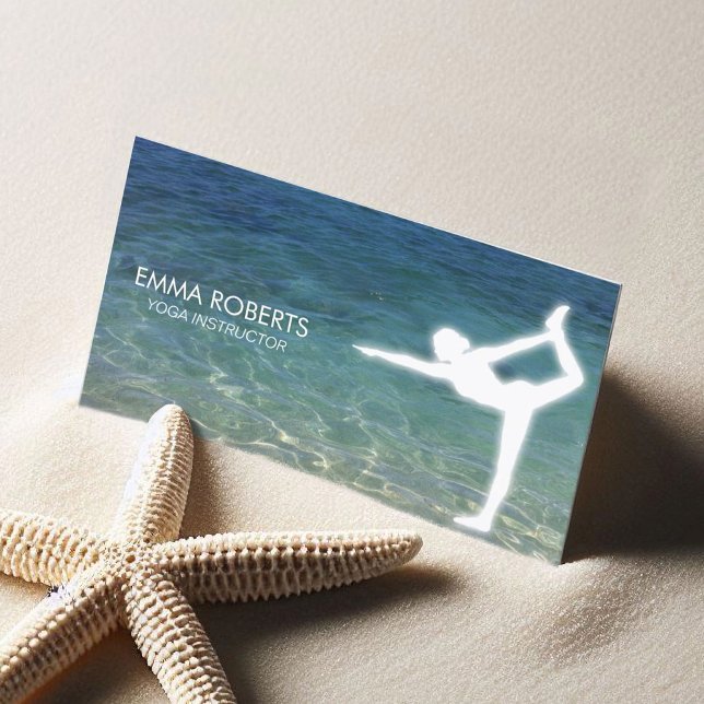 Yoga Instructor Elegant Blue Ocean Visitkort (Skapare uppladdad)