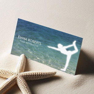 Yoga Instructor Elegant Blue Ocean Visitkort