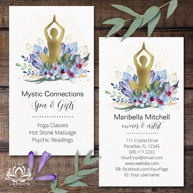 Yoga Instructor Energy Healer Crystals Reiki Spa Visitkort (Skapare uppladdad)