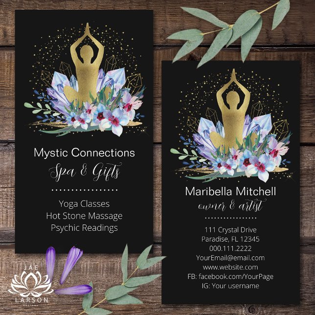 Yoga Instructor Energy Healer Crystals Reiki Spa Visitkort (Skapare uppladdad)