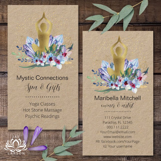 Yoga Instructor Energy Healer Crystals Reiki Spa Visitkort (Skapare uppladdad)