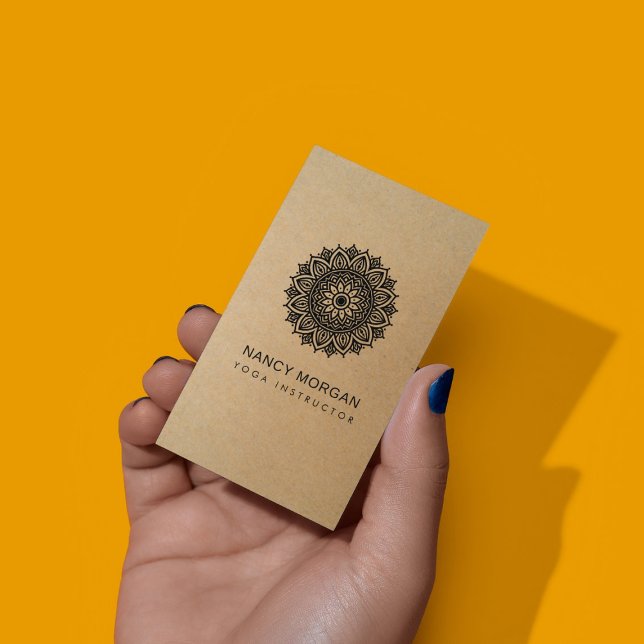 Yoga Instructor Floral Mandala Kraft  Visitkort (Skapare uppladdad)