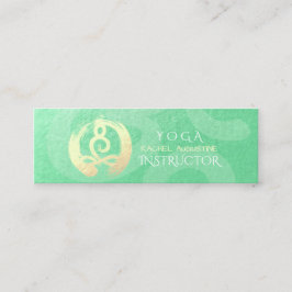 Yoga Instructor Grönt Guld Meditation Pose ZEN OM Mini Visitkort