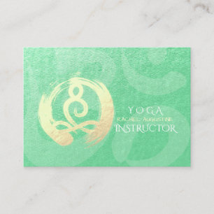 Yoga Instructor Grönt Guld Meditation Pose ZEN OM Tidsbeställning Kort