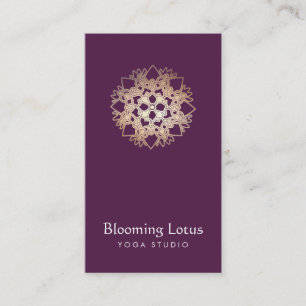 Yoga Instructor Guld Lotus Lila Affärskort Visitkort