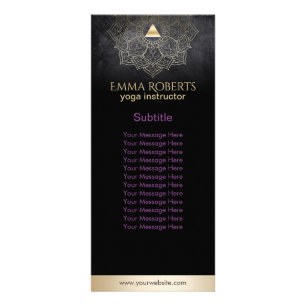 Yoga Instructor Guld Mandala Lotus Elegant Black Reklamkort