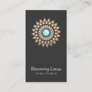 Yoga Instructor Guld och Turkvoise Lotus Logotyp Visitkort
